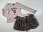 Naartjie Girls Pink Animal Print Skirt Long Sleeve Je-Je Shirt 2Pc Set Size 7
