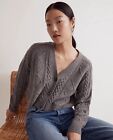 Madewell cable knit cropped cardigan medium gray sparkle