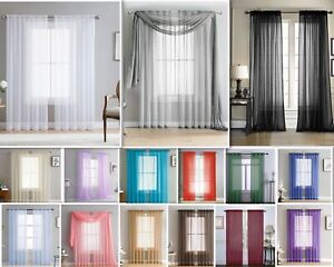 Jenna Collection Sheer Voile Solid Window Curtain Panel  - Set of 2 - ALL COLORS