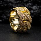 Men's Yellow Gold Plated Iced Cz Miami Cuban Link Hip Hop Statement Pinky Ring