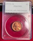 1931-S Lincoln Cent PCGS MS65 RD, GEM RED Cent, OLD RATTER HOLDER! Free Ship
