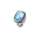 Barzel Swarovski Blue Crystal & Silvertone Cushion-Cut Ring Size 6