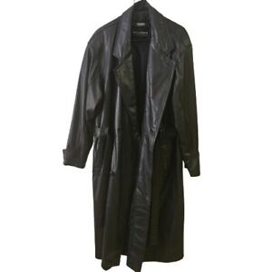 Vintage Wilson’s Thinsulate  Men's Leather Long Black Trench Coat-size Large