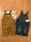 New! Infant Carter's Clothing Lot 2 Overalls 1 Top Multicolor Size 3 Months