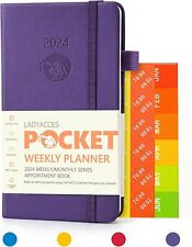 2024 Pocket Calendar by 2024 Weekly and Monthly Purse-3.5'' x 6'' Purple
