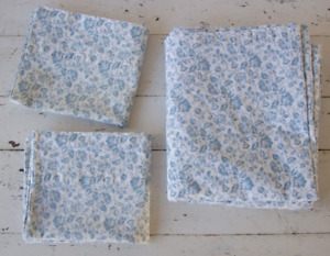 New ListingRalph Lauren Blue/White Floral Flat Sheet+2 Std Pillowcases~100% Cotton