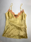 Vintage 90's Bebe Silk Yellow with Coral Lace Trim Cami Tank Top XS DISCONTINUED