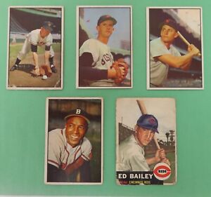 1953 Bowman Color Baseball LOT Of (4) Cards + (1) 1953 Topps   GD-VG CONDITION
