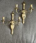 Set of 2 Vintage Brass Double Arm Wall Sconces