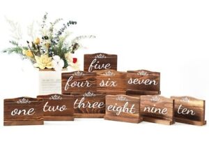 MIISLAIN 10pcs Wedding Table Numbers Double Sided Sign w/Stand Vintage Brown NIB