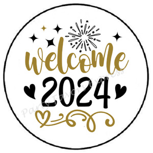 WELCOME 2024 HAPPY NEW YEAR ENVELOPE SEALS LABELS STICKERS PARTY FAVORS
