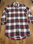 Vineyard Vines Flannel Night Shirt/Night Gown Women's Size S Plaid Whale