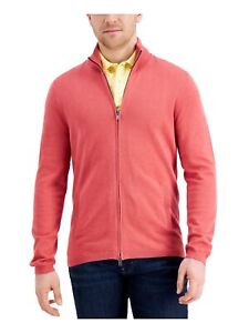 TASSO ELBA Mens Red Mock Neck Classic Fit Full Zip Stretch Cardigan Sweater XL