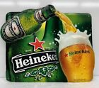 2001 Heineken Lager Beer Bottle Advertising Sign Metal Embossed Bar Man Cave 