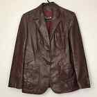 Vintage 70's Etienne Aigner Red Maroon Burgundy Leather Jacket Coat Blazer Sz 16