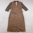 Akris Punto Dress Size 6 Bergdorf Goodman Brown Belted Zip Up Knitted Sleeve