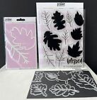 The Stamp Market AUTUMN LEAVES Lovely Leaf Fall 6x8 Rubber Stamps Dies Lot