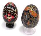 Hand Painted Floral Themed Eggs on Stands, Mixed Lot of 2, Read