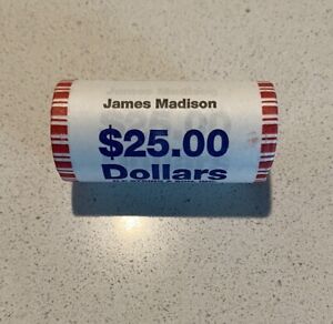 2007 James Madison Golden Presidential Dollar Coins $25 Uncirculated Bank Roll