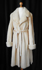 Mink Fur Ivory Cream Color Breasted Belted Coat M