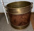 Vintage Brass Copper Planter Pail Bucket Plant Pot With Handles Heavy 11.5x11.5”
