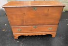Original Early American pine 6 board blanket chest w drawer New England c1800