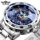Luxury Men's Automatic Mechanical Stainless Steel Watch Business Hollow Skeleton