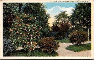 Jamestown, New York~Entrance to Allen Park~Scenic~H.H. Hamm Postcard~c1920s