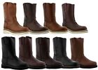 Mens Smooth Genuine Leather Work Boots Oil Resistant Wedge Sole Soft Toe