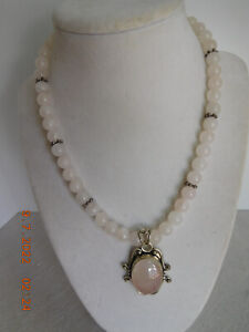 Pink Rose quartz beaded necklace with pendant