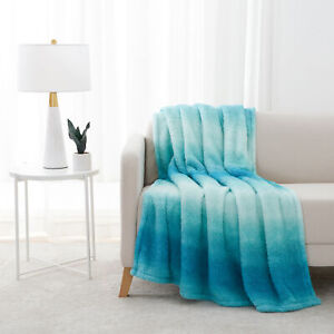 Teal Ombre Home Breathable Cozy Plush Throw Blanket Standard Throw 50
