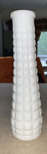 New ListingE. O. Brody Milk Glass Bud Vase 8 1/2” Waffle Square Pattern White M-147 Vintage