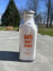 DAVIS DAIRY FARMS Anderson IN IND INDIANA Milk Bottle Org Pint W/ CAP CLEAN!