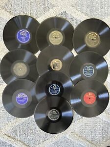 VINTAGE LOT OF 10 78 RPM RECORDS 1920'S TO 1940'S RECORDS FOR VICTROLA FREE SHIP