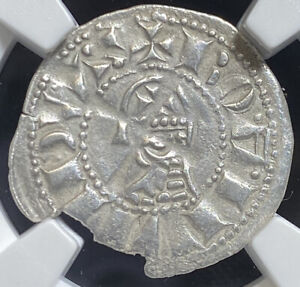 1202-1232 AD CRUSADERS, Antioch. Bohemond IV, Silver Knights Templar Coin NGC