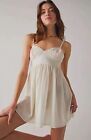 free people summer tunic of roses babydoll slip white floral dress XS