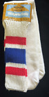 Vintage Striped Cotton Tube Socks Red Blue 9-15 Mens Sports 70s Burlington Adler