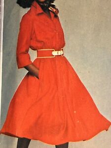 1970 Vtg VOGUE American Designer Pattern 2729 ANNE KLEIN Shirtdress Size 8 UC FF