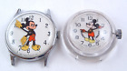 2 Vintage Mickey Mouse Mechanical NR Watch Lot Parts Repair Disney Timex Bradley