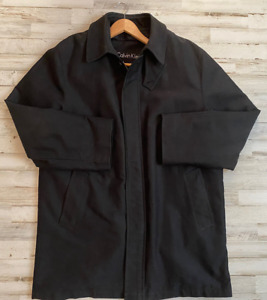 Calvin Klein Men’s 42R Black Trench Coat Collared with Lining
