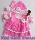 new-born baby girl clothes 0-3 months Crochet pattern layer frock wool shoes hat