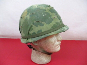 Vietnam Era M1 Ground Troop Helmet Complete w/Liner & Mitchell Cover Dtd 1965 #1
