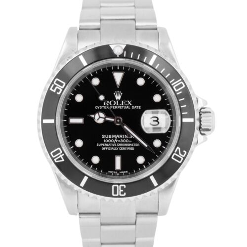 MINT Rolex Submariner Date 40mm Black Stainless Steel Automatic Watch 16610