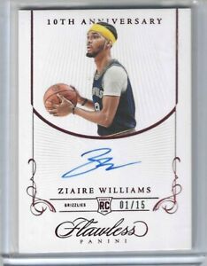 New Listing2021-22 Panini Flawless Ziaire Williams Rookie 10th Anniversary Ruby Auto /15