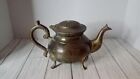 Heavy antique engraved Brass Footed Teapot READ DESCIPTION