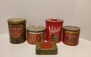 tobacco and coffee tins vintage