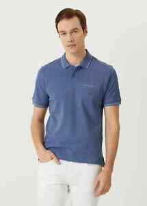 CORNELIANI blue embroidered logo pique cotton polo shirt Size XXL / 54 IT Italy