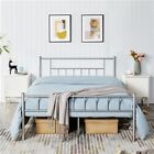 Silver Metal Platform Bed Frame With Headboard/Footboard Twin/Full/Queen Size