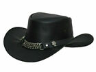 LuxHide Mens Cow Hide Leather Cowboy Western Skull Top Hat Handcrafted