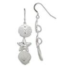 Sterling Silver Sand Dollar, Starfish and Shell Earrings 2.29